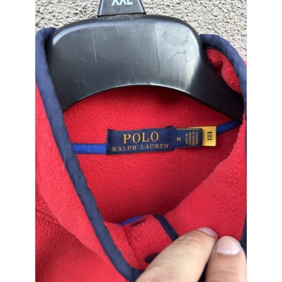 Polo Ralph Lauren Fleece Mock Neck Sweater Size Medium Red - Picture 7 of 11